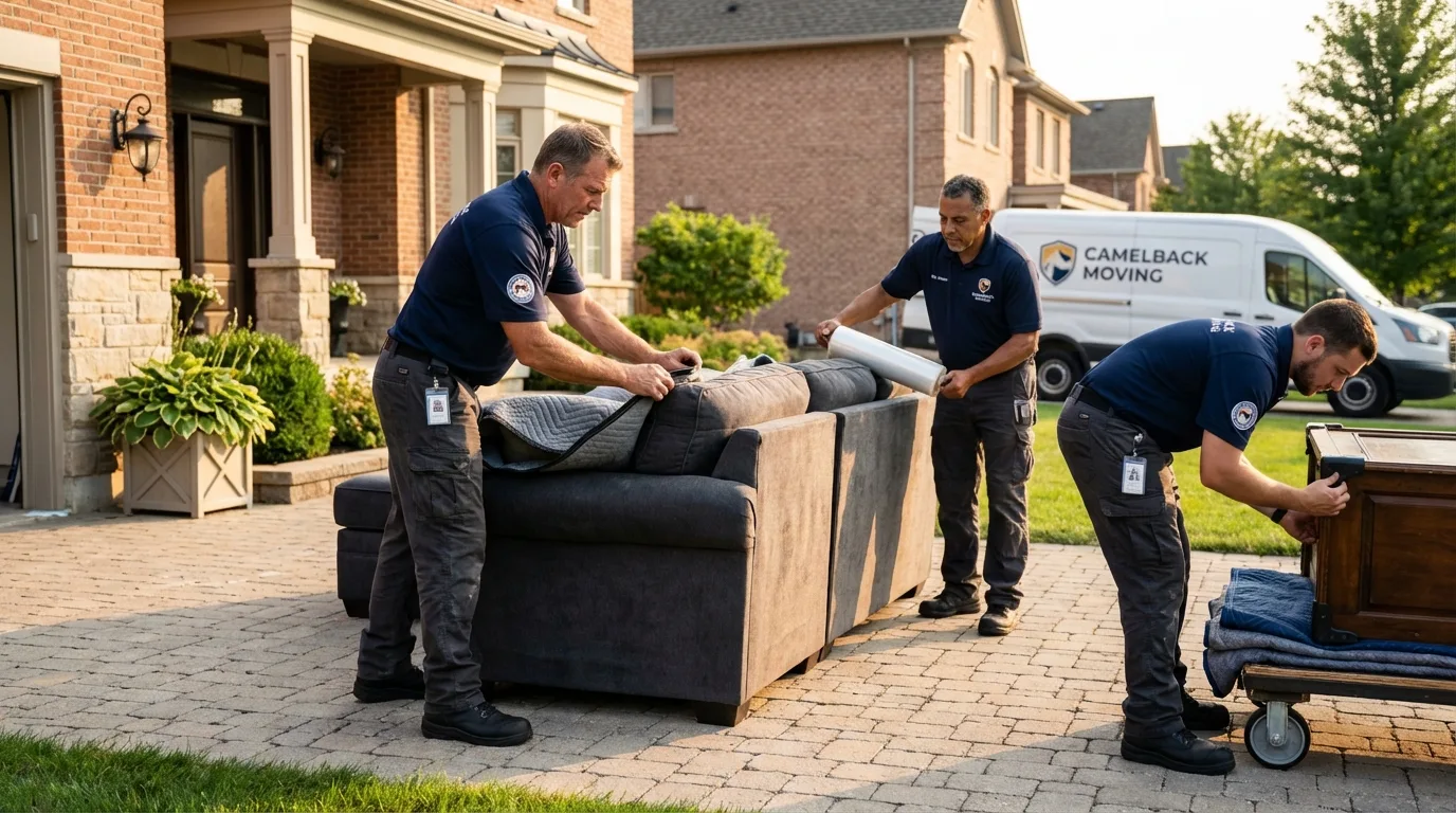 Large estate moving crew wrapping furniture in Plant City, FL
