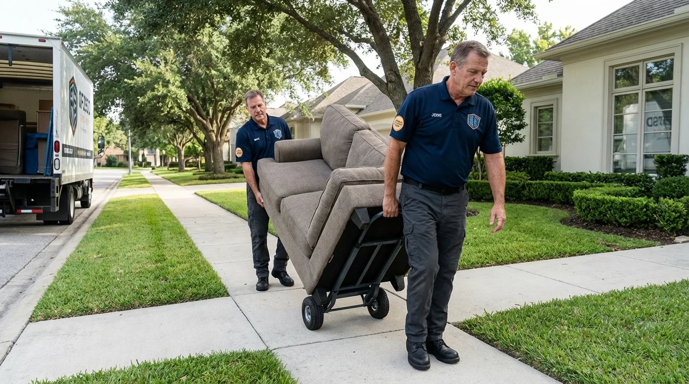 Local residential moving crew loading furniture in Plant City, FL
