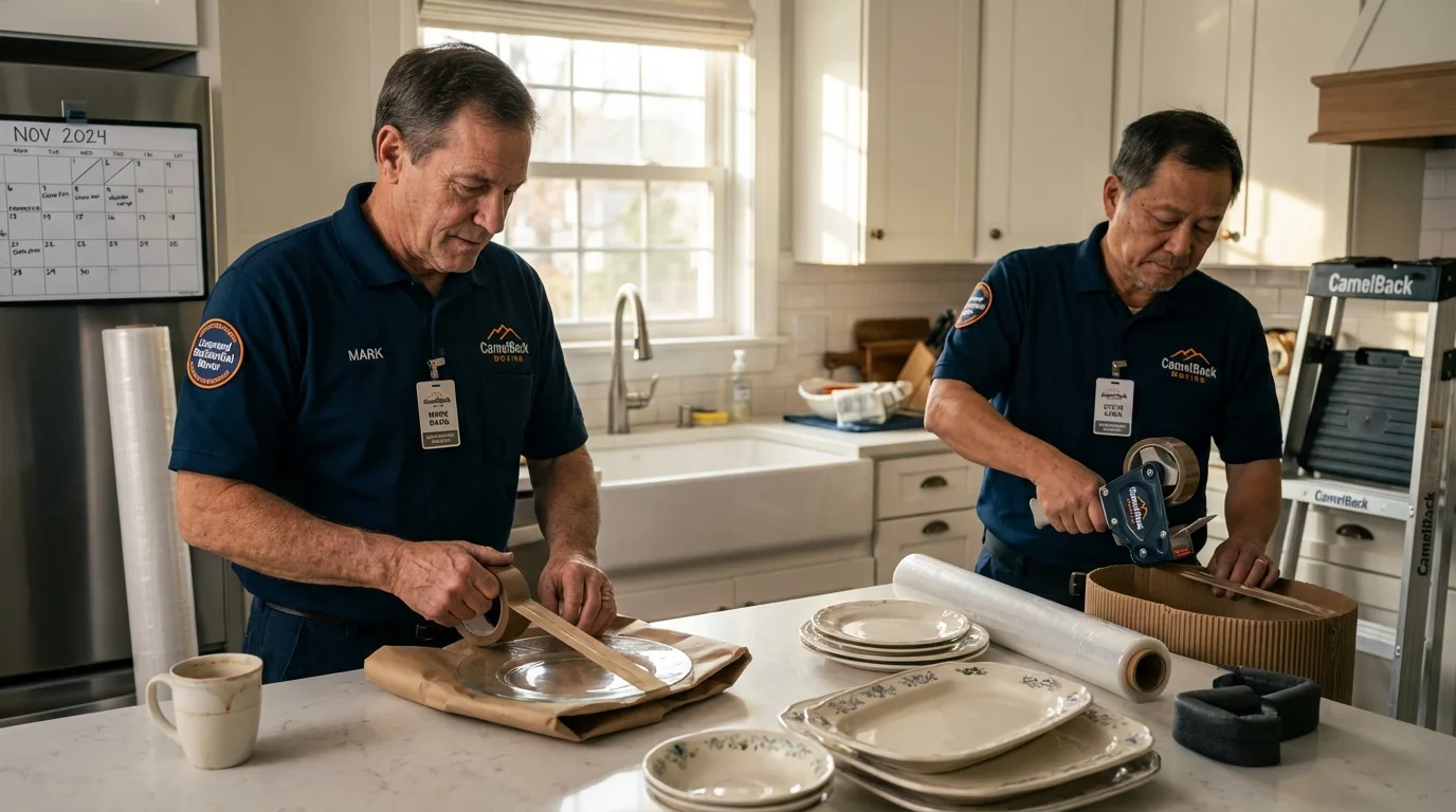 Professional crew packing kitchen dishware in Plant City, FL